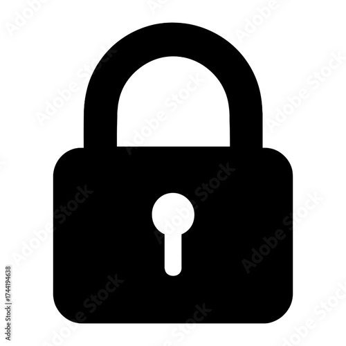 Secure black lock icon illustration with keyhole
