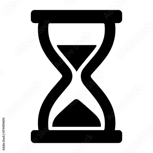 Illustration of a classic sand hourglass in black and white design
