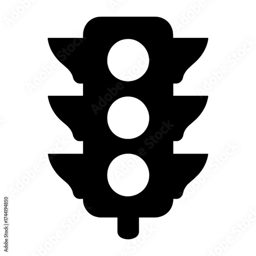 Traffic light with red, yellow, green signals on white background