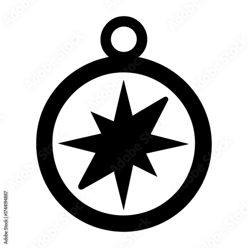 Elegant black and white compass icon design with directional arrows