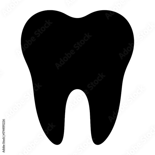 Black silhouette of molar tooth on white background