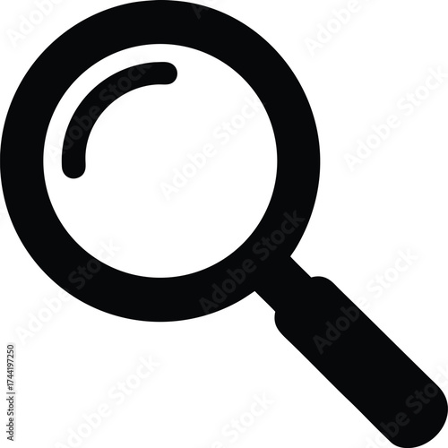 Black silhouette of a magnifying glass icon