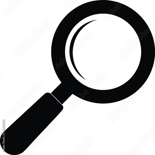 Black silhouette of a magnifying glass icon