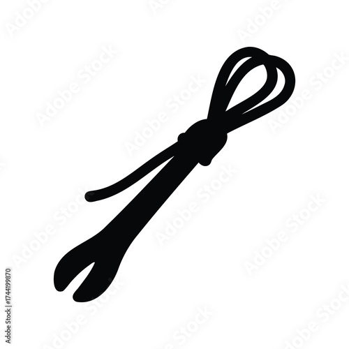 Silhouette of a vintage glove stretcher tool with looped handle design