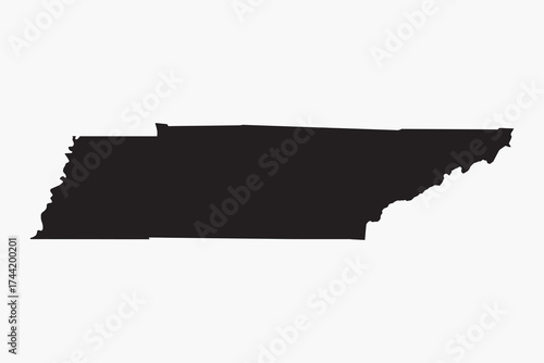 Vector graphic artwork suitable for print and web containing flat detailed map of TENNESSEE