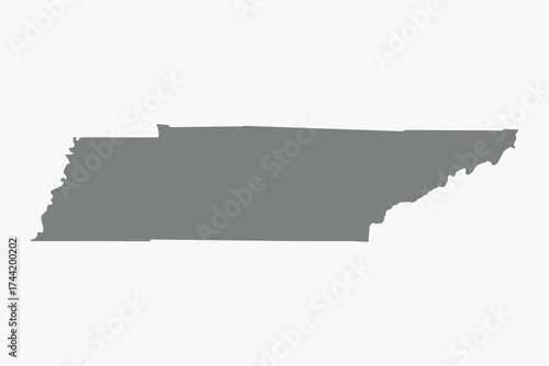 Vector graphic artwork suitable for print and web containing flat detailed map of TENNESSEE