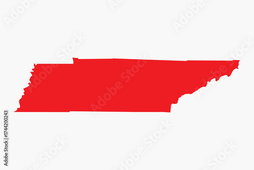 Vector graphic artwork suitable for print and web containing flat detailed map of TENNESSEE