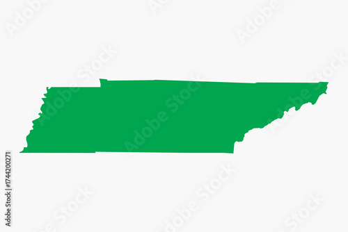 Vector graphic artwork suitable for print and web containing flat detailed map of TENNESSEE