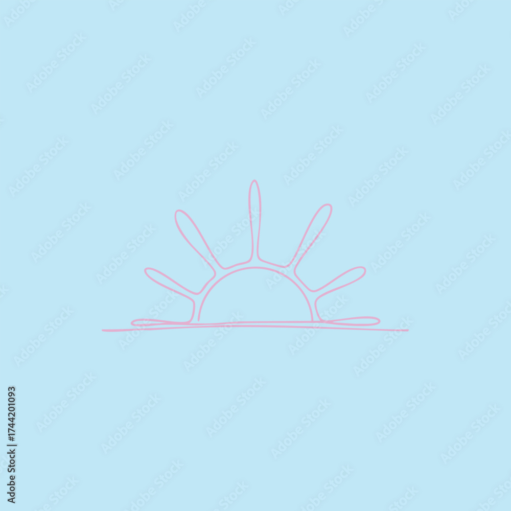 Fototapeta premium Minimalist Sunrise with Radiant Sunburst Effect on Clear Blue Sky
