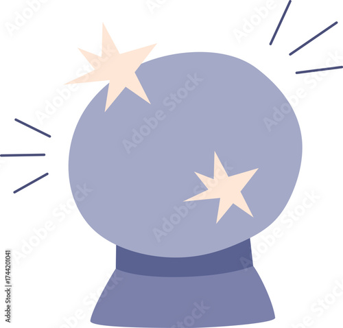 Magic crystal ball of fortune teller. Flat vector illustration.