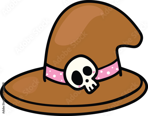 illustration halloween witch hat hand drawn outline concept