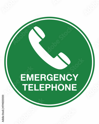 Emergency Telephone Green Sign for Immediate Assistance and Safety Communication During Critical Situations with Readily Available Support