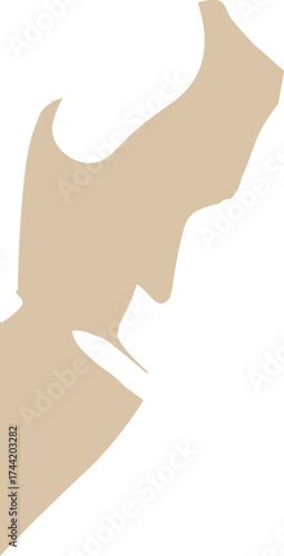 A minimalist abstract illustration portrays a single human profile in smooth beige tones, expressing elegance, contemplation, and emotional simplicity through fluid silhouette design.