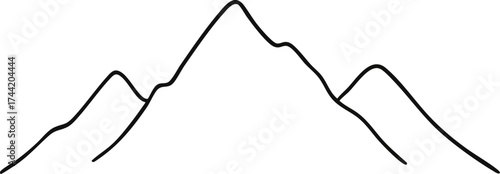 Minimal mountain silhouette isolated on transparent background