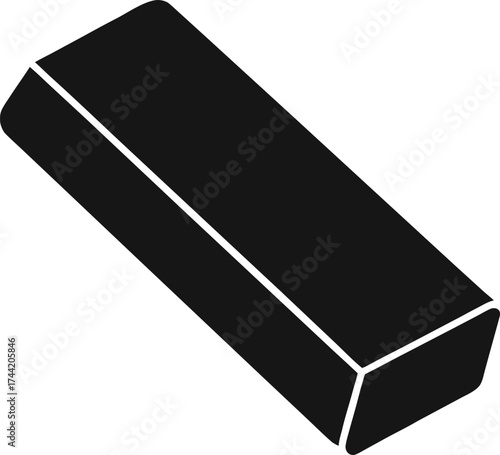 Black silhouette of an eraser on a  transparent  background