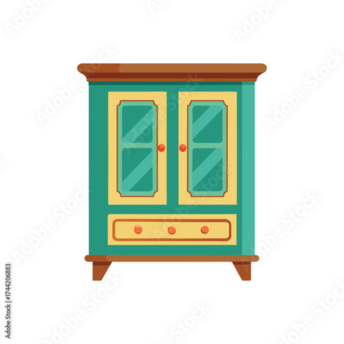 A Vector Illustration of Cabinet on White Background
