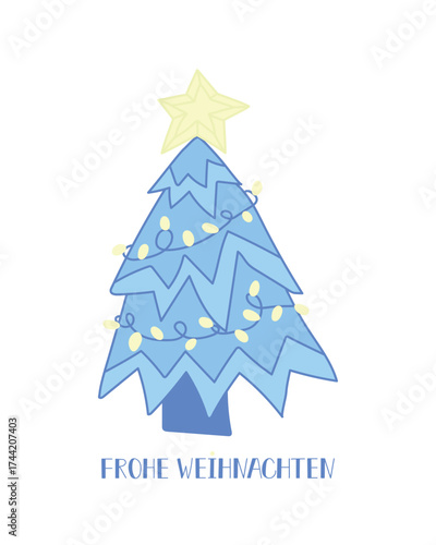 German text: Merry Christmas. Perfect design for greeting cards, posters and social media. German Lettering. Frohe Weihnachten.
