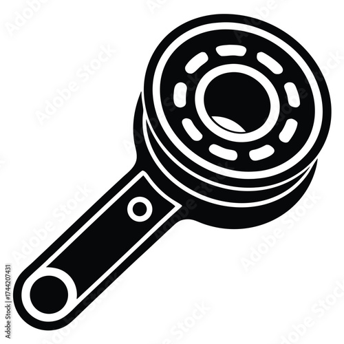 Black Silhouette Icon of a Bearing with Handle Keywords: bearing, roller, ball bearing, mechanical