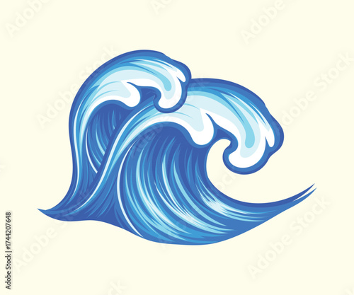 high Water Wave hand drawing vintage illustration design