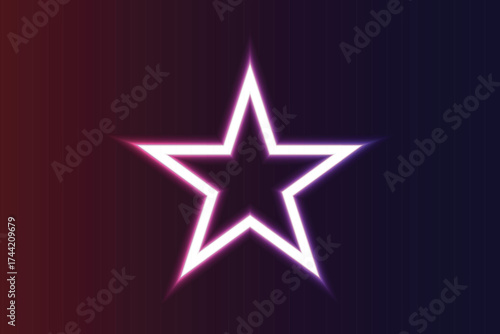 Neon Star Outline Glowing on Dark Gradient Background light