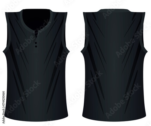 Black sleeveless t shirt. vector illustration	