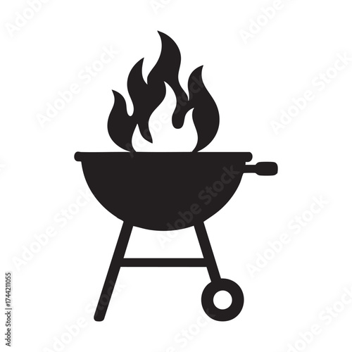 grill with fire, BBQ silhouette, BBQ vector