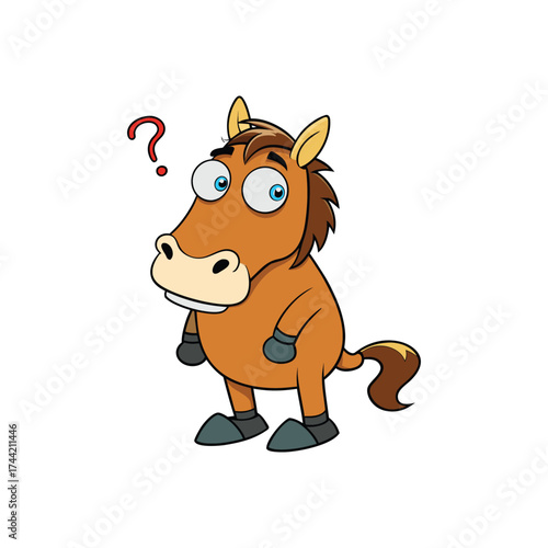 Horse Confused Cartoon Vector Illustration