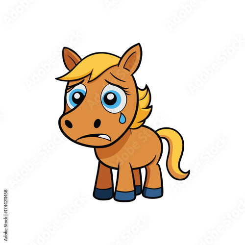 Horse Crying Cartoon Vector Illustration
