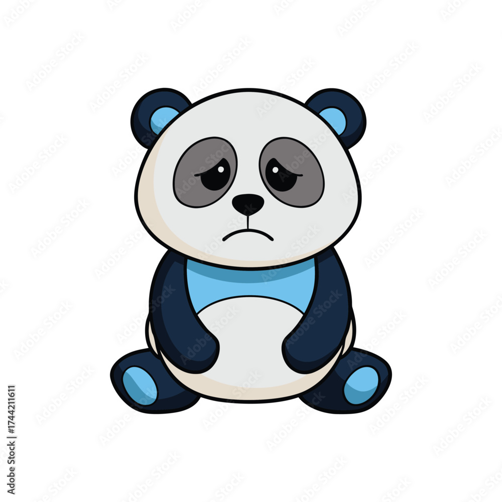Naklejka premium Panda Tired Cartoon Vector Illustration