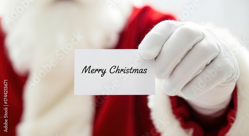 Wallpaper Mural Santa claus holding a card with merry christmas text isolated on white background Torontodigital.ca