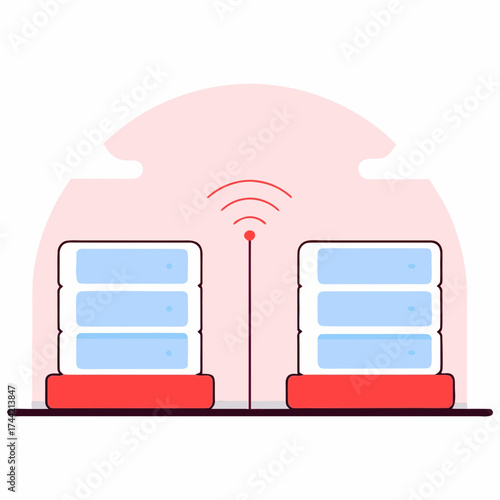 Abstract vector illustration of wireless data server connection