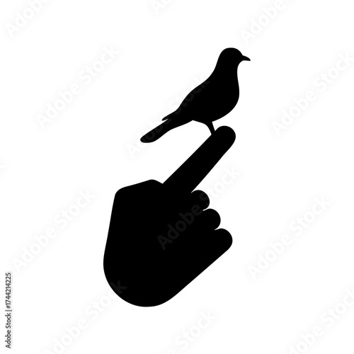 Bird on a finger silhouette illustration of nature's trust and simplicity