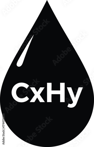 Black drop with CxHy chemical formula symbol inside