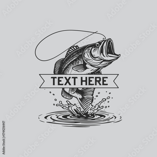 Large mouth Bass Catch of the Day Logo Design