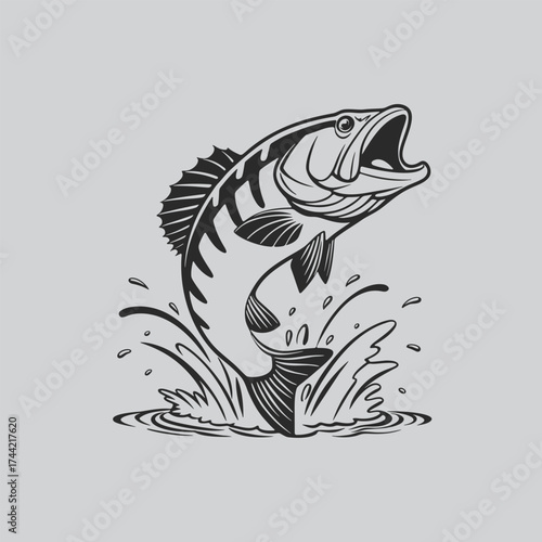 Large mouth Bass Fishing Passion Logo Concept