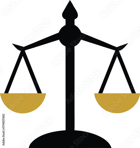 Black silhouette of a scale, vector of justice used in judgement