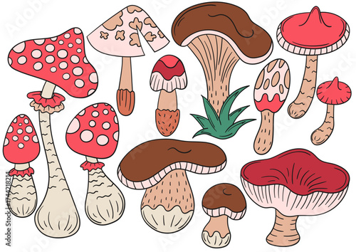 Set of illustrations for postcards, flyers, banners