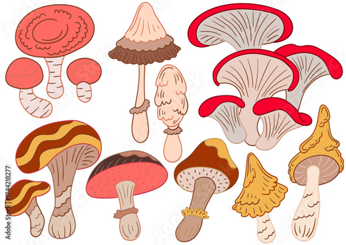 Set of illustrations for postcards, flyers, banners
