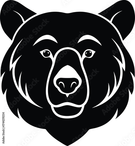 Wild grizzly bear head vector illustration silhouette for tribal tattoo design