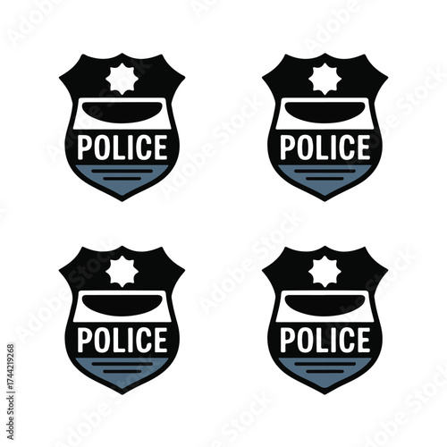 Police Badge and Shield Vector Icon