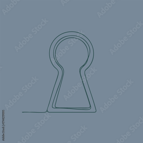Minimalist line art of a keyhole silhouette on a muted emphasizing simplicity and modern design