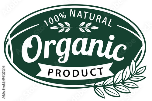 Organic Product 100 Percent Natural Oval Seal vector