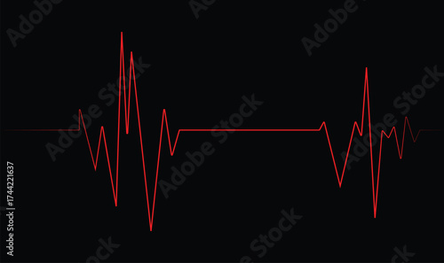 Dynamic cardiogram pulse line in vibrant red and pink against stark black background symbolizing life and energy