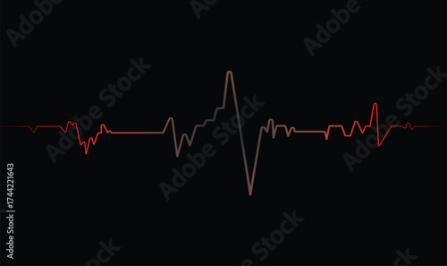 Dynamic cardiogram pulse line in vibrant red and pink against stark black background symbolizing life and energy