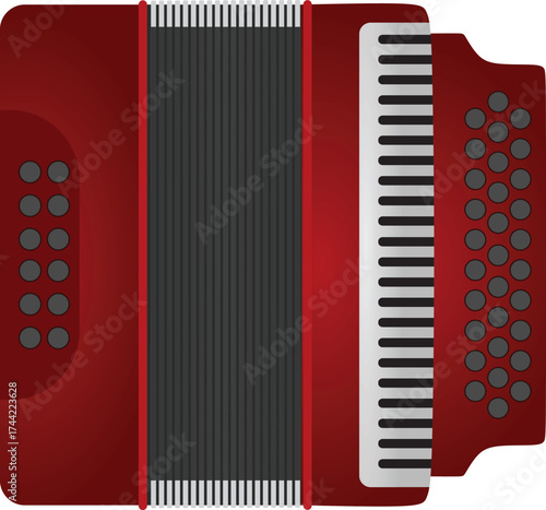 Red bass accordion. vector illustration