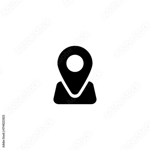 Sleek Black and White Map Pointer Icon for Navigation and Location Services