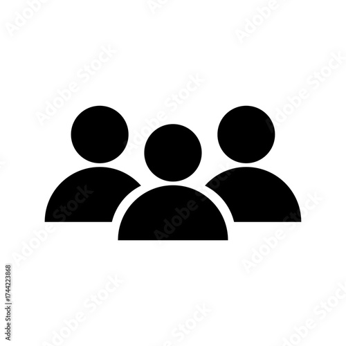 Simple icon of a group of people in black on a white background suitable for web design and ui elements