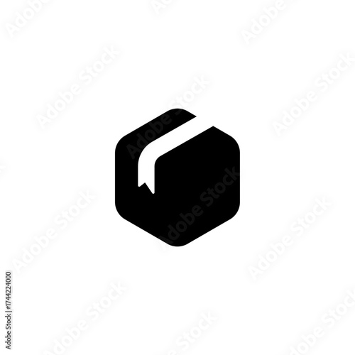 Minimalist Box Icon Simple Package Design with Ribbon for Modern Delivery Services