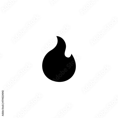 Abstract Flame Icon Simplistic Black Shape for Heat, Energy, and Passion Concepts