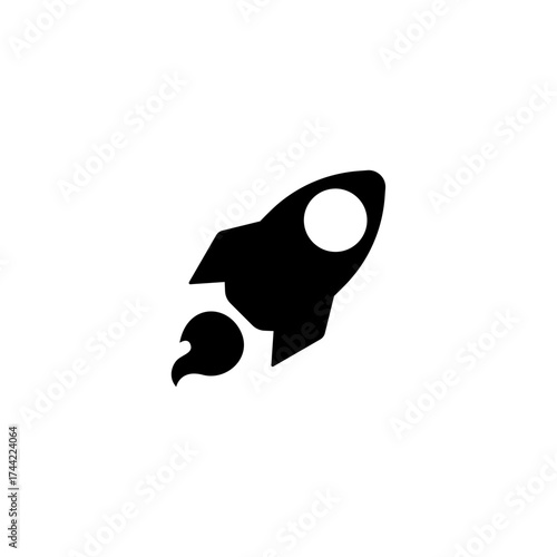 Rocket Launch Icon A Simple Black Spacecraft Illustration for Technology and Innovation Projects